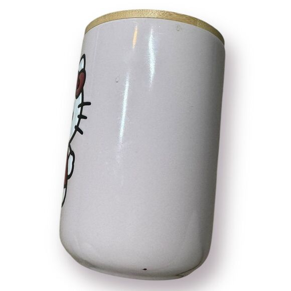 Hello Kitty (Sanrio) Light Pink Ceramic Snack Jar with Bamboo Lid - Picture 2 of 5